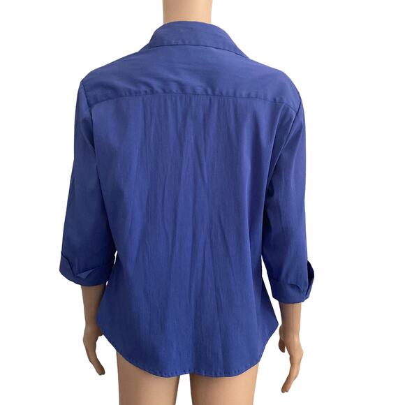 Paul Harris Design Blouse Womens Large Button Front Lightweight Blue - Picture 2 of 8